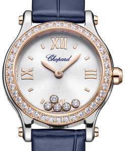 chopard happy sport stainless steel & etnical rose gold & diamonds lady's watch