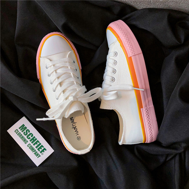 Classic Cream Blue Canvas Shoes Women