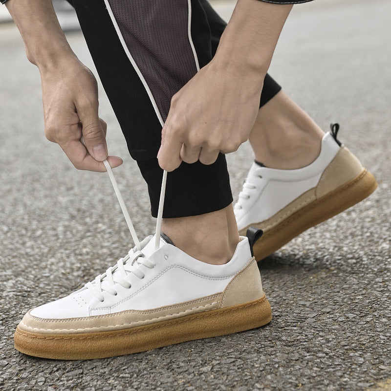 Men’s Casual Leather Sneakers – Hand-stitched Soft Sole Footwear