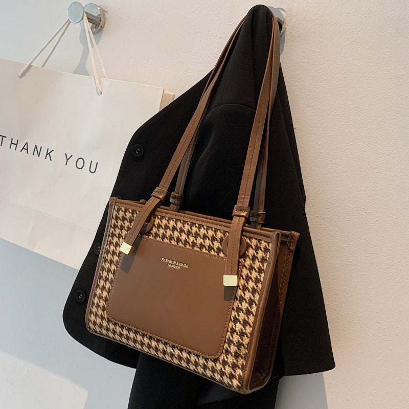 Plaid Large Capacity Commuter Bag for Women – Stylish Work Tote