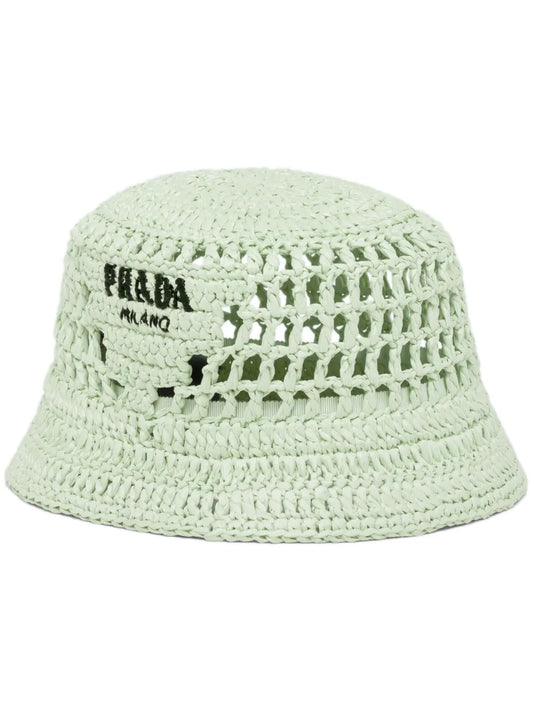 Prada logo embroidered bucket hat