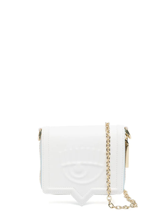 Chiara Ferragni Eyelike embossed faux leather wallet on chain