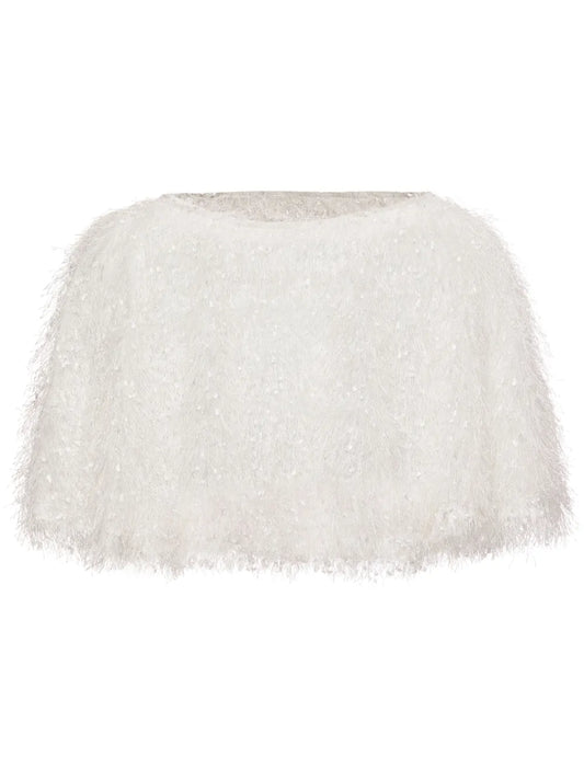 Unreal Fur Pluma round neck cropped cape