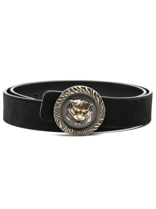 Just Cavalli Tiger Head motif leather belt
