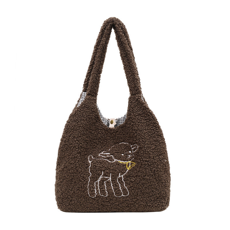 Women’s Winter Lamb Bag – Soft Plush Shoulder Handbag