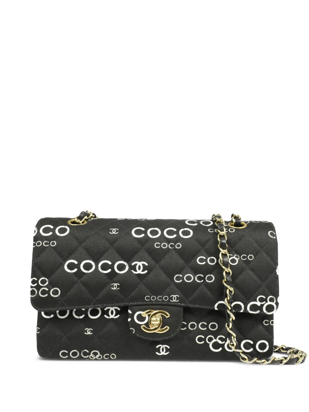 CHANEL 2002 Coco Print Double Flap shoulder bag