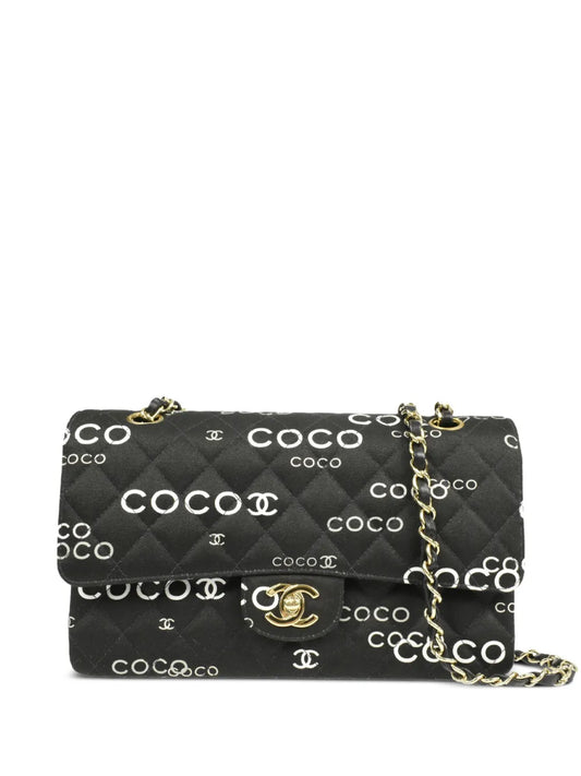 CHANEL 2002 Coco Print Double Flap shoulder bag