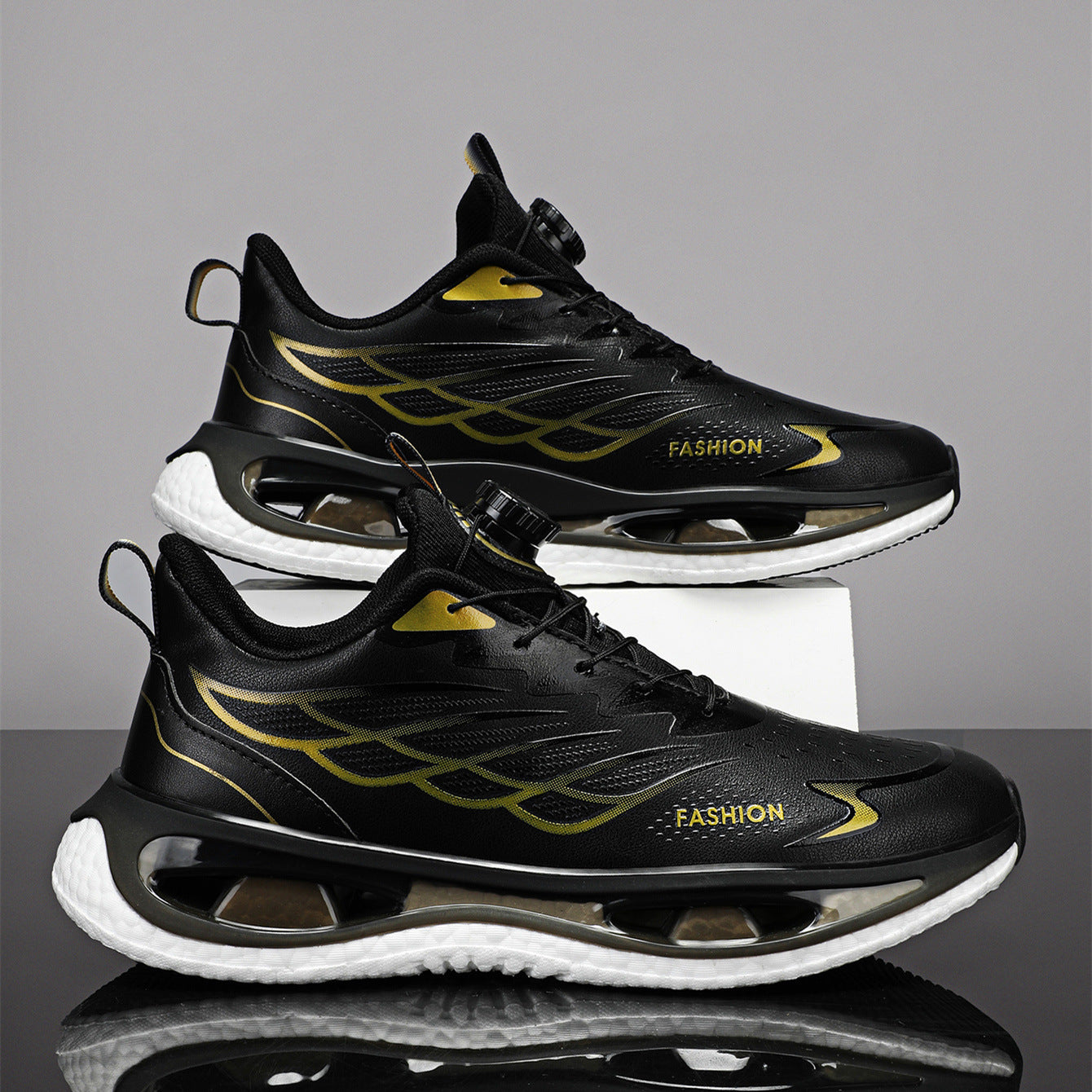 Men's Lightweight Shock Absorption Sneakers – Youth Rotating Button Shoes