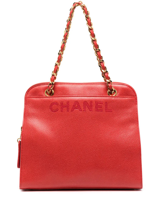 CHANEL 1997 1999 logo debossed shoulder bag