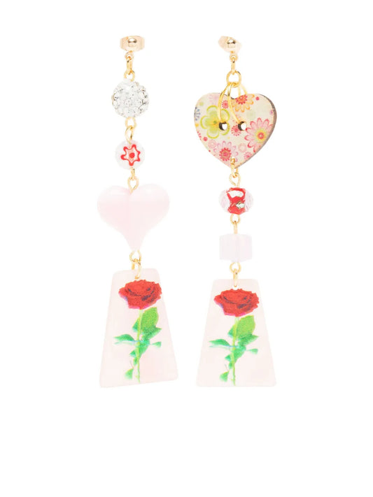 Amir Slama asymmetric floral print earrings