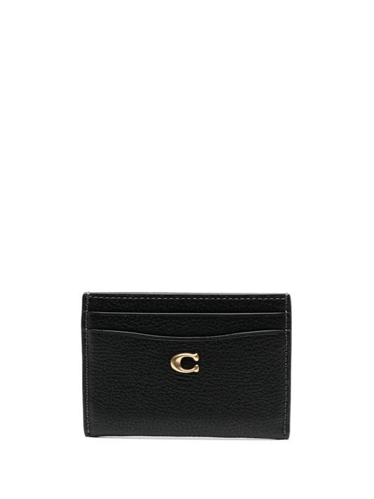 Coach logo plaque leather cardholder
