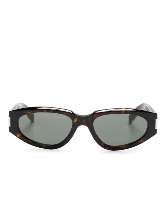 Saint Laurent Eyewear tortoiseshell effect oval frame sunglasses