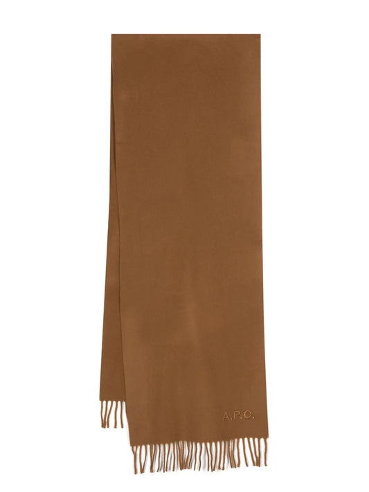 A.P.C. logo embroidered wool scarf