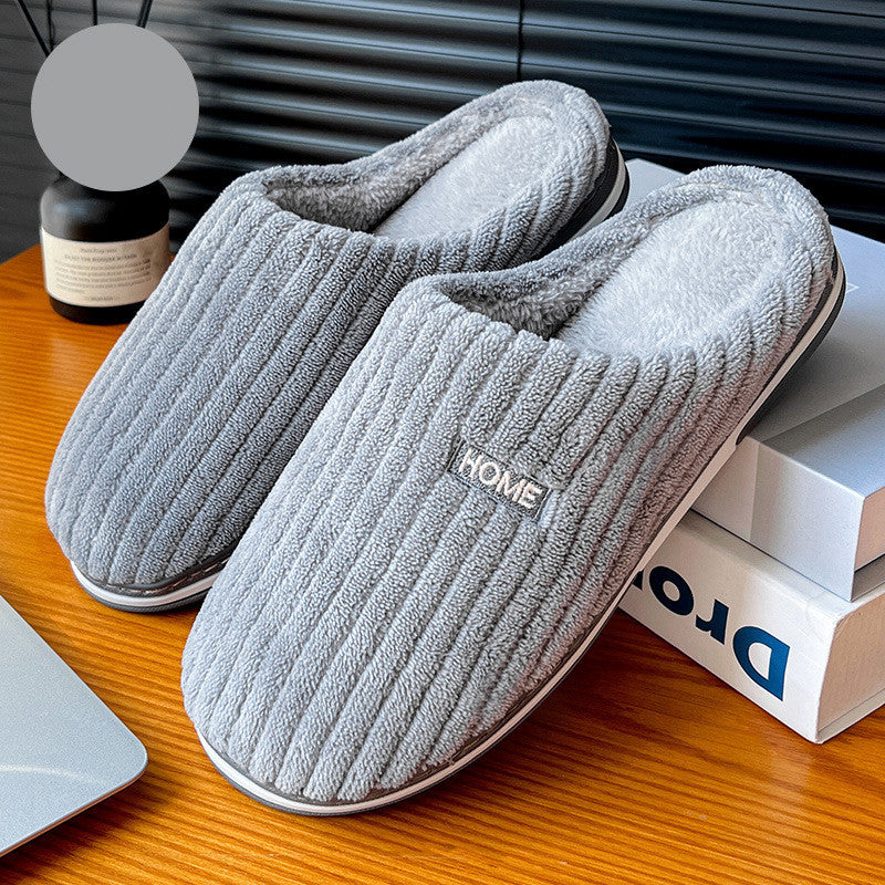 Solid Color Plush Slippers – Warm Non-Slip Winter Home Shoes for Couples