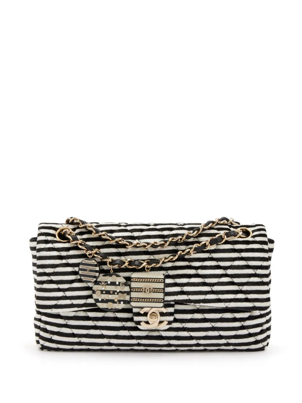 CHANEL 2006 Classic Flap striped shoulder bag