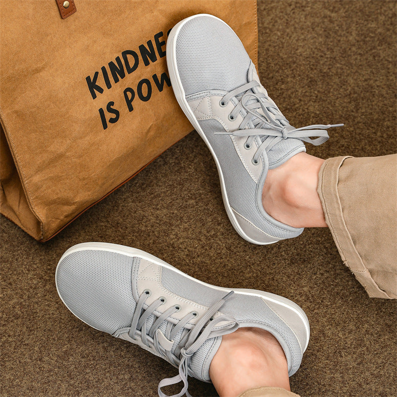 Men’s Low-Top Lace-Up Sneakers – Outdoor Non-Slip Wide Toe Casual Shoes