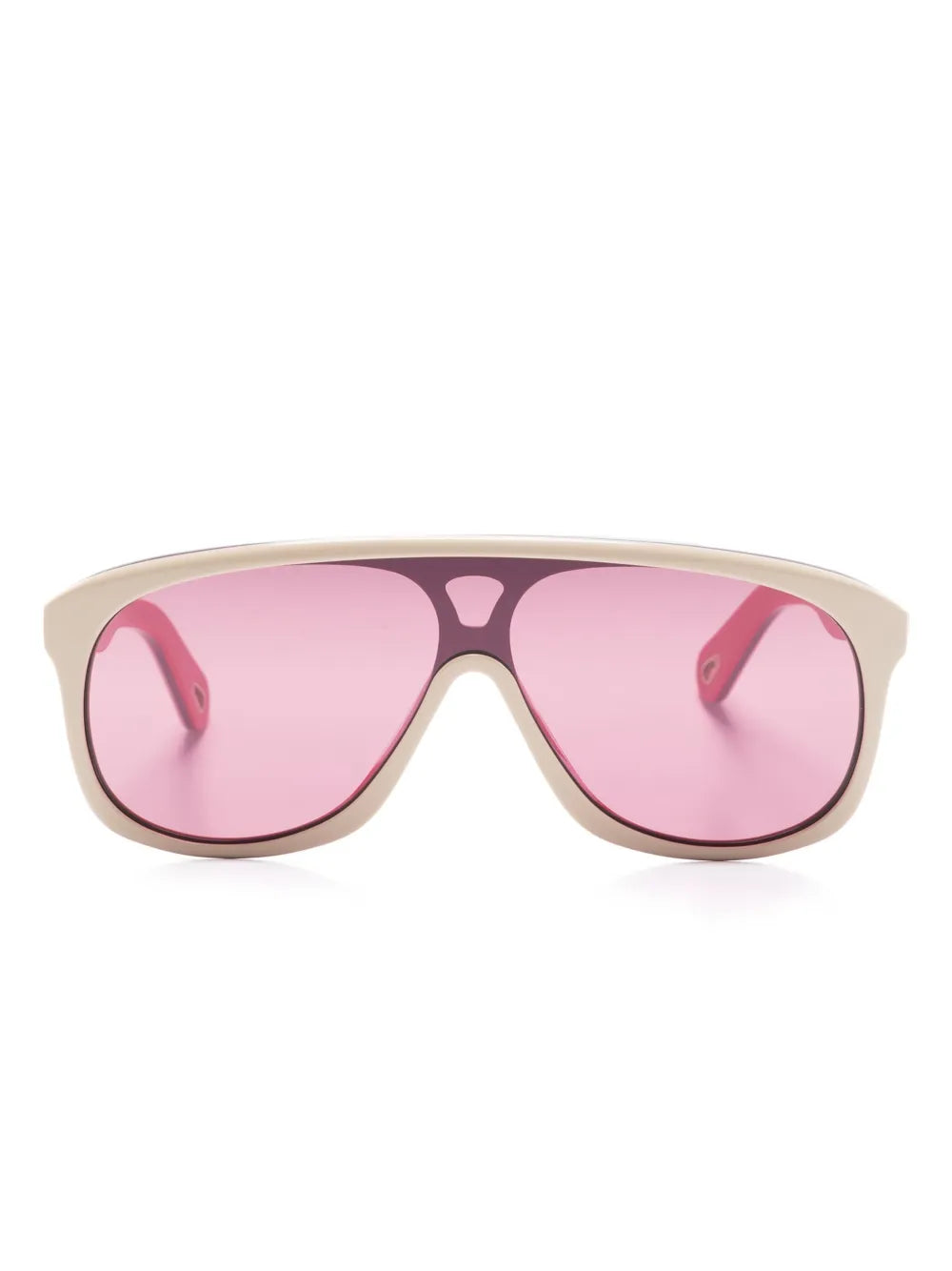 Chloé Eyewear shield frame logo engraved sunglasses