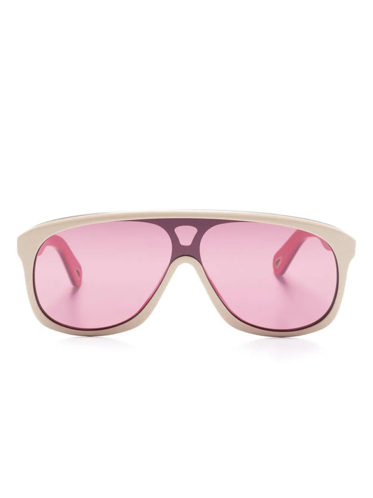 Chloé Eyewear shield frame logo engraved sunglasses