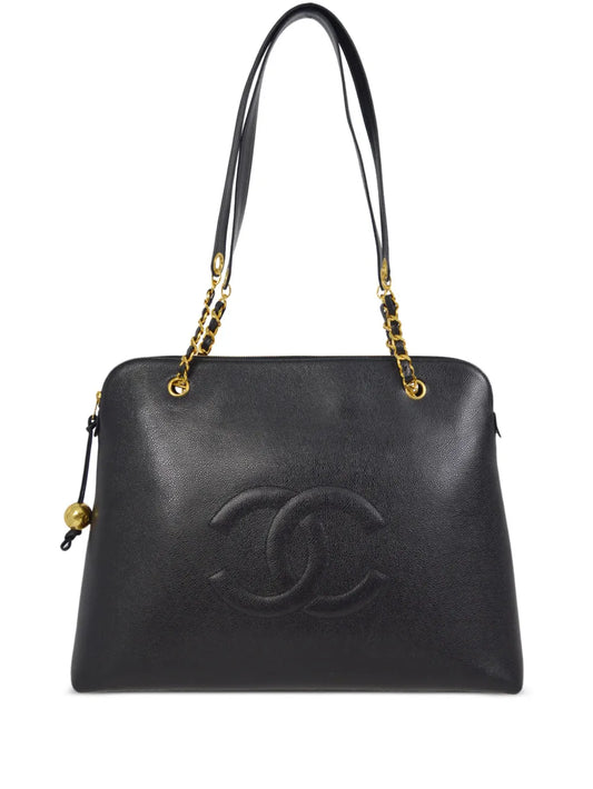 CHANEL 1995 CC stitch leather tote bag