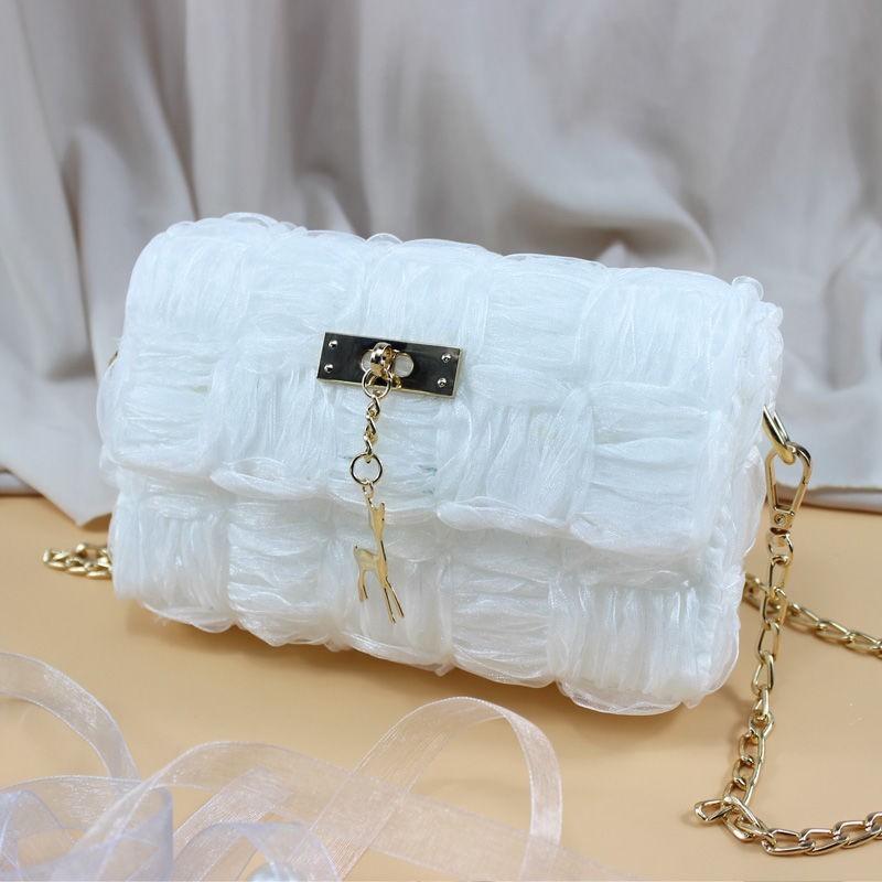Women’s Woven Chain Bag – Trendy Ribbon Gauze Shoulder Bag