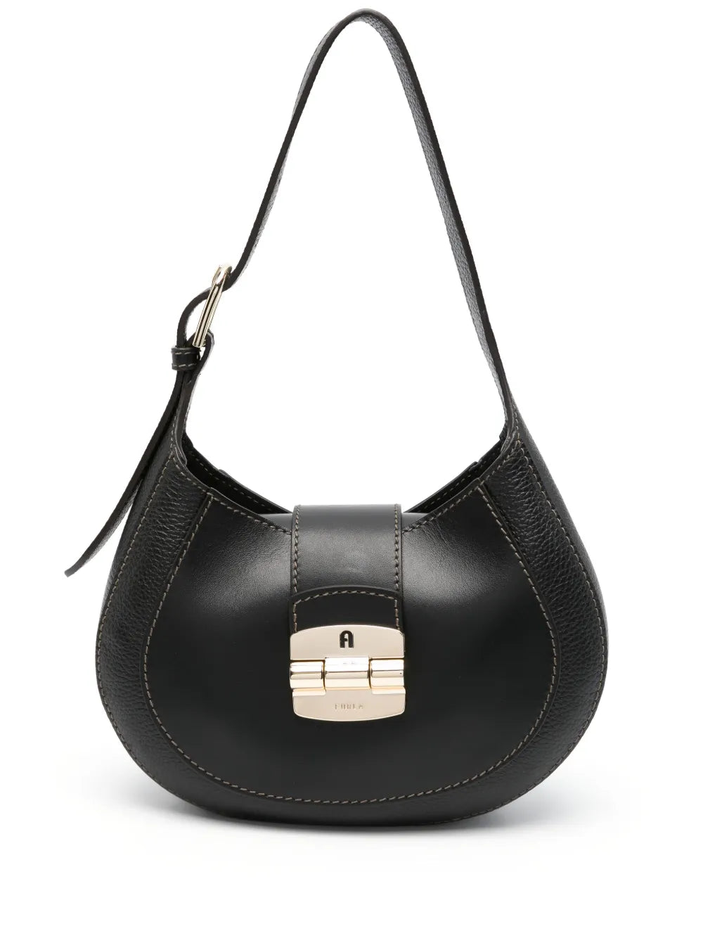 Furla logo debossed leather shoulder bag