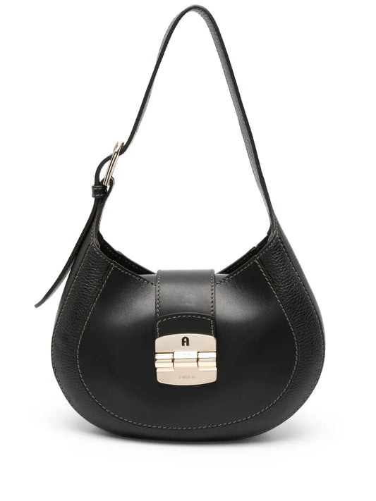 Furla logo debossed leather shoulder bag