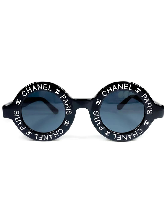 CHANEL 1993 logo print round fame sunglasses
