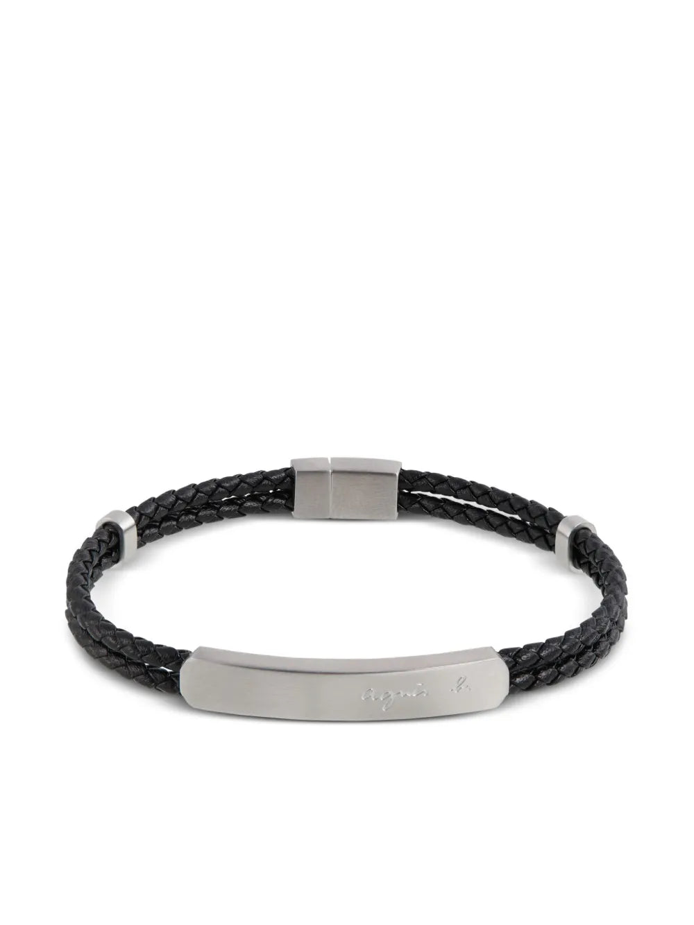 agnès b. logo engraved leather bracelet