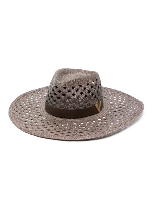 Valentino Garavani V logo plaque straw hat