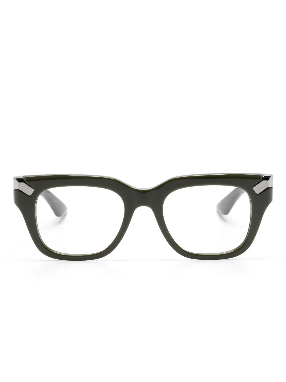 Alexander McQueen Eyewear logo engraved square frame glasses