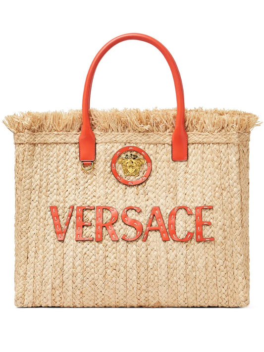 Versace La Medusa raffia tote bag