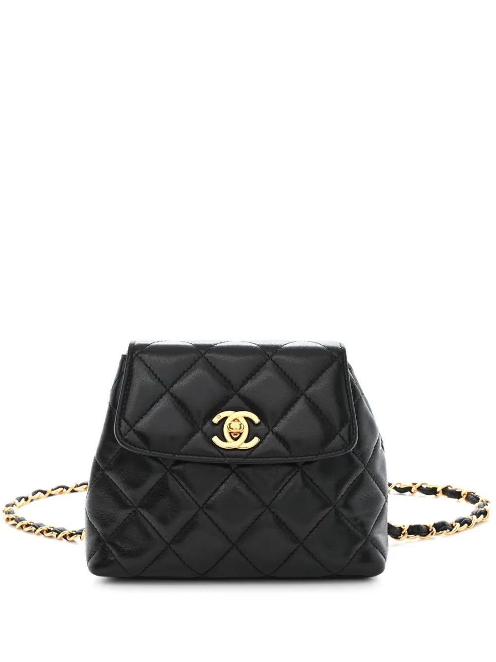 CHANEL 1997 leather and chain diamond quilted flap belt bag