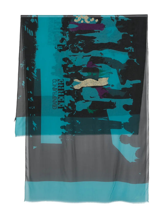 Gianfranco Ferré crowd pattern silk scarf