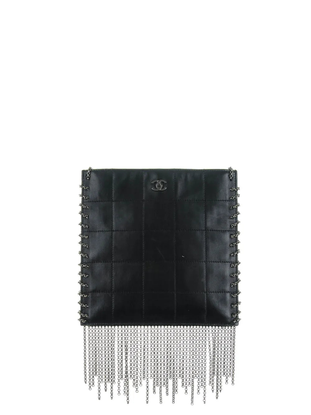 CHANEL chain fringe leather crossbody bag