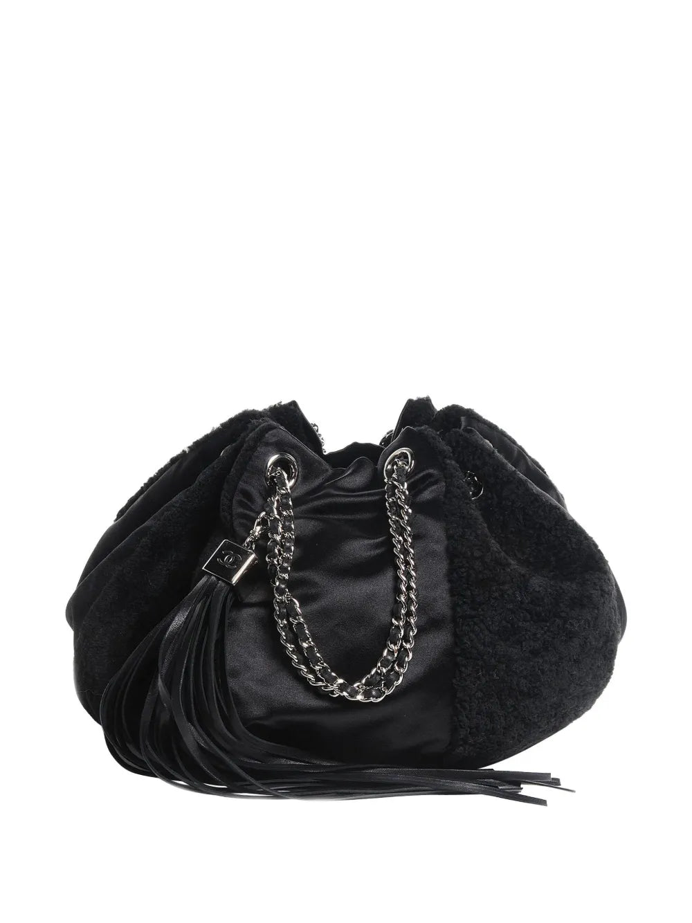 CHANEL 2003 2004 shearling drawstring bag
