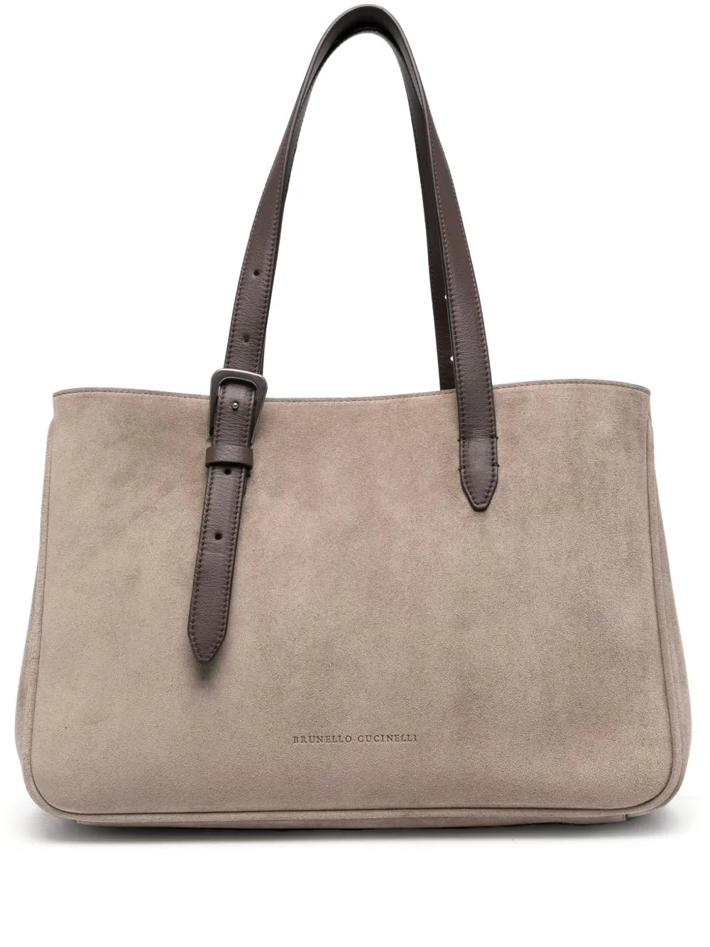 Brunello Cucinelli logo debossed suede tote bag
