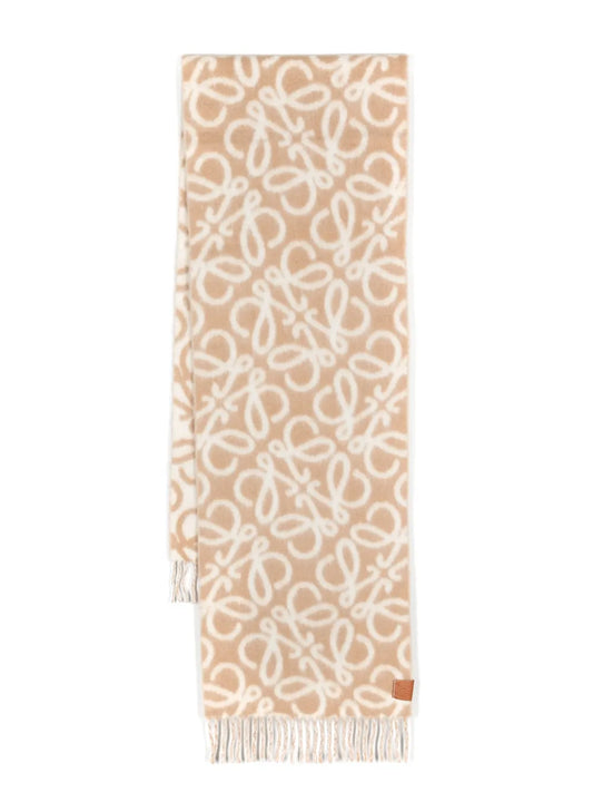 LOEWE Anagram jacquard fringed scarf