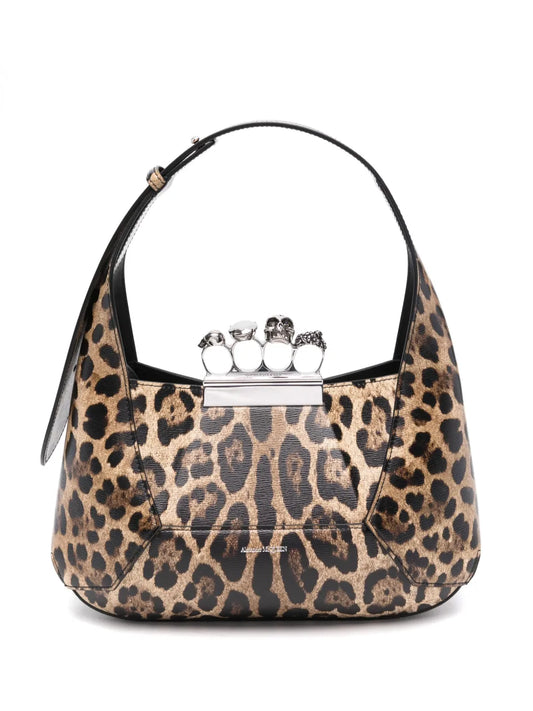 Alexander McQueen Jewelled leopard print shoulder bag
