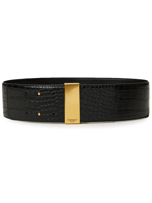 TWINSET embossed crocodile high waisted belt