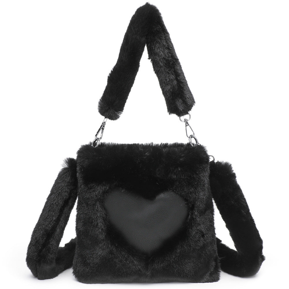 Women’s Plush Shoulder Bag – Fluffy Top-Handle Tote for Autumn Winter