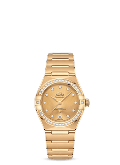 omega constellation co-axial master chronometer 18k yellow gold & diamond lady?s watch_2