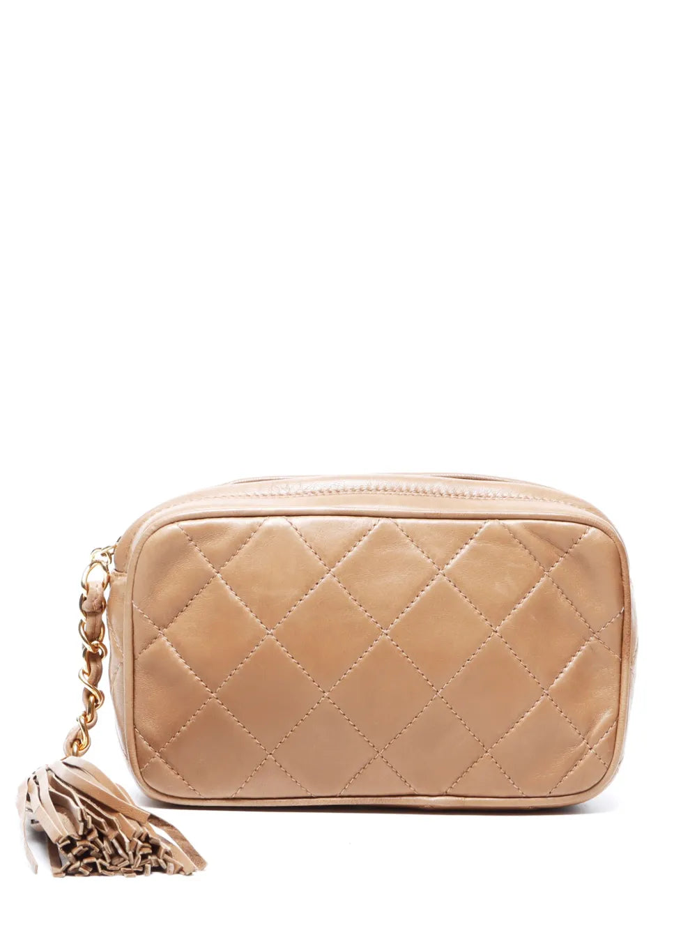 CHANEL 1989 1991 diamond quilted tassel clutch