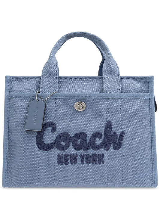 Coach logo embroidered tote bag