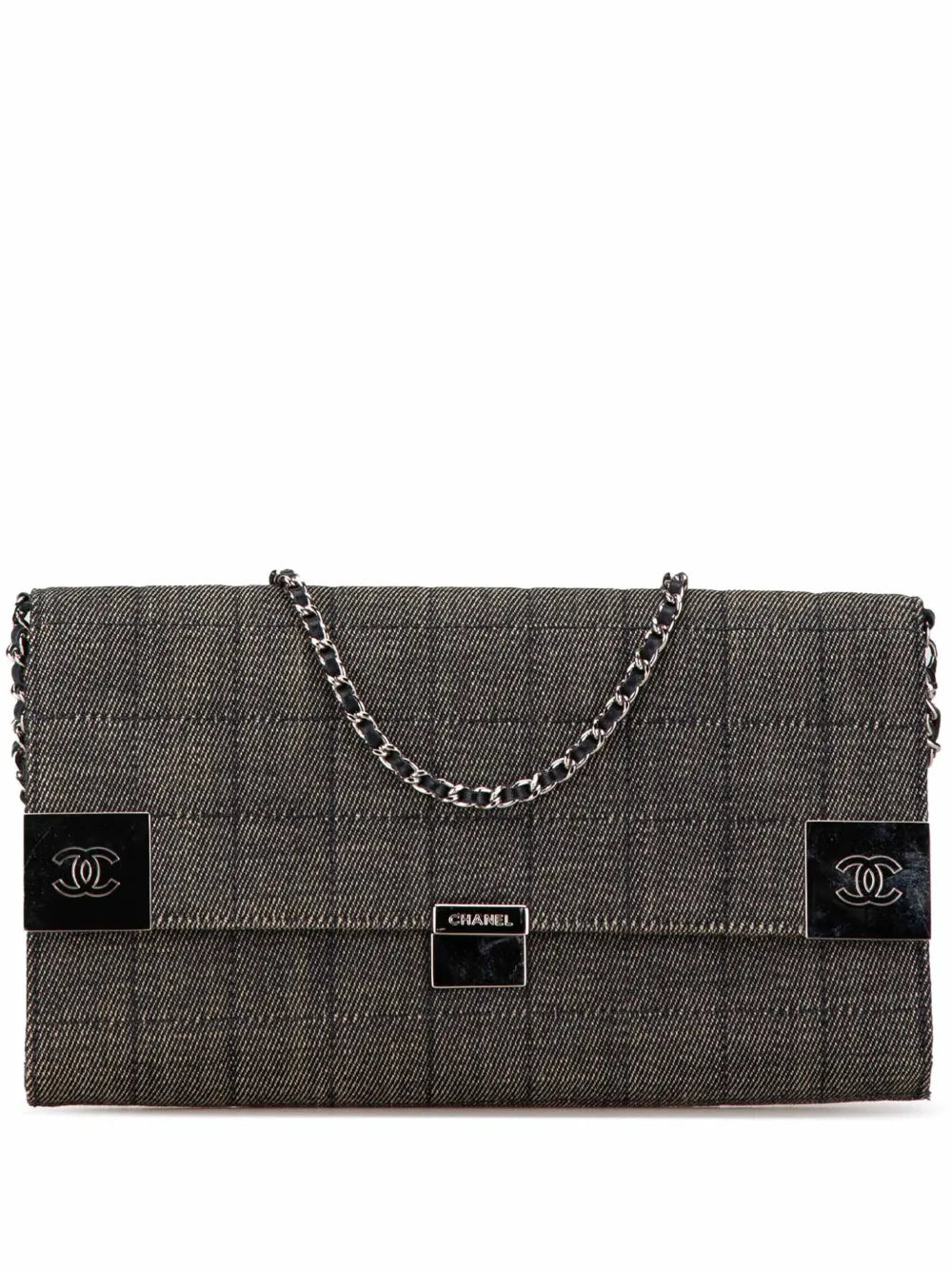 CHANEL 2002 2003 Denim Choco Bar Chain Flap shoulder bag