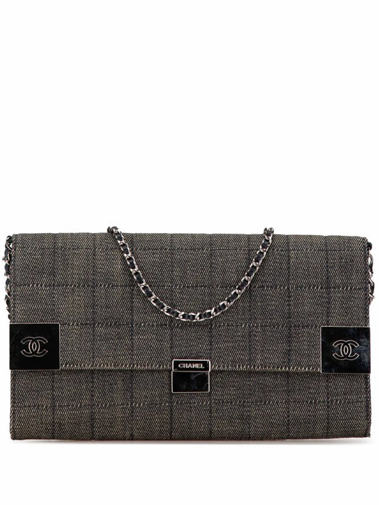 CHANEL 2002 2003 Denim Choco Bar Chain Flap shoulder bag