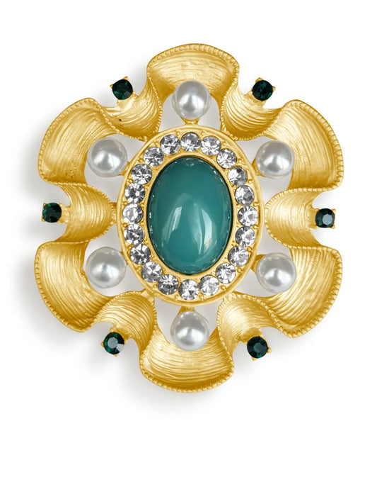 Hzmer Jewelry faux pearl embellished brooch