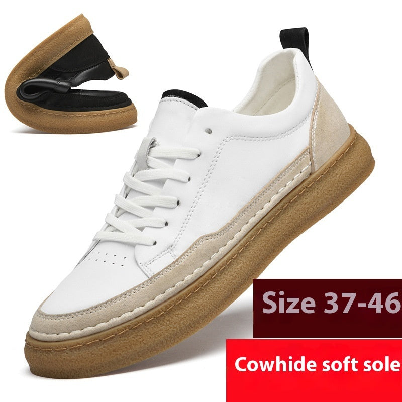 Men’s Casual Leather Sneakers – Hand-stitched Soft Sole Footwear