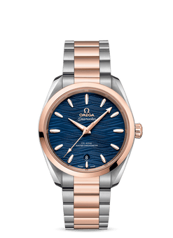 omega seamaster aqua terra co-axial master chronometer stainless steel & 18k sedna? gold lady's watch_8