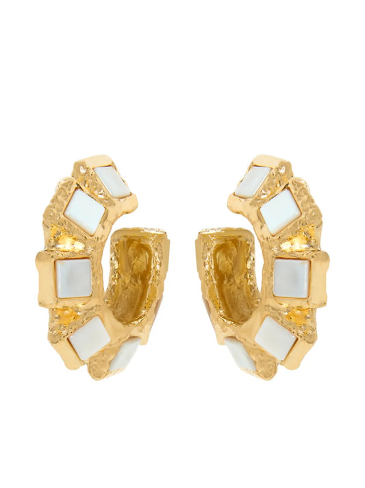 Oscar de la Renta Square Stone hoop earrings