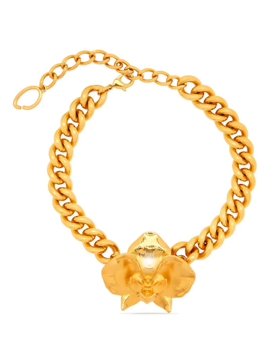 Oscar de la Renta Orchid chain link necklace